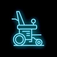 Neon sign of an empty wheelchair glowing on black background vector