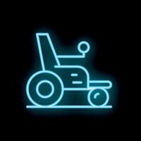 Neon sign representing a wheelchair being used for transportation vector