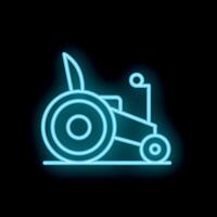 Neon tractor sign shining on black background vector