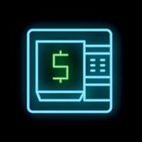 Neon atm sign showing a dollar for withdrawals and deposits vector
