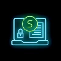 Neon style icon representing secure online payment system vector