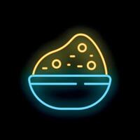 Neon sign depicting a bowl overlowing with cookie dough vector