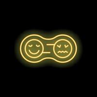 Neon sign showing customer choosing between happy or unhappy smiley face vector