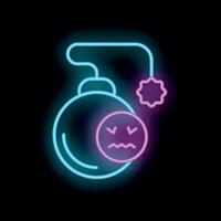 Neon bomb with sad face showing concept of stress vector