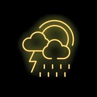 Neon weather icon depicting rain thunder and sun vector