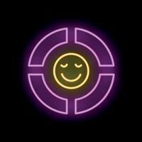Neon sign representing customer satisfaction survey with a smiley in a pie chart vector