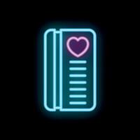 Neon loyalty card icon showing customer love and rewards program vector
