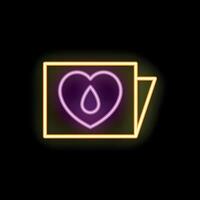 Neon icon of blood donation with heart and drop inside a speech bubble vector