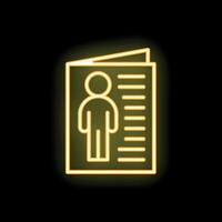 Neon icon of curriculum vitae document representing job search vector