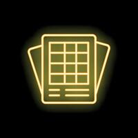 Neon icon of a calendar showing month view with blank dates vector
