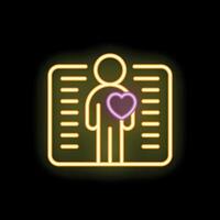 Neon sign representing health check up with heart symbol vector