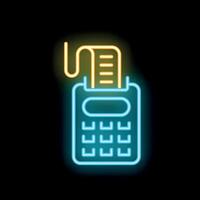 Neon credit card machine processing payment with receipt paper coming out vector