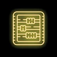 Neon abacus icon glowing on dark background representing calculation and accounting vector