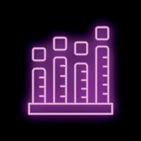 Neon icon of growing bar chart showing business success vector