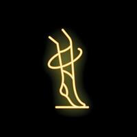 Golden neon icon of ballet dancer leg on pointe tying ribbon vector