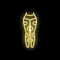 Golden neon sign of leggings with circles pattern on black background vector