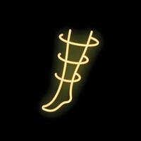 Neon sign representing compression stockings for varicose veins vector