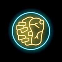 Neon sign showing orthopedic insole for shoes in circle vector