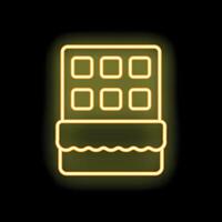 Glowing neon icon of chocolate bar on black background vector