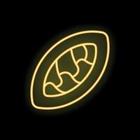 Glowing neon icon of cocoa bean pod for chocolate products vector