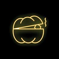 Neon sign of steaming hot bread with butter melting inside vector