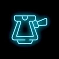 Neon icon of turkish coffee pot glowing on black background vector