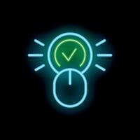 Neon icon of computer mouse clicking on check mark button vector