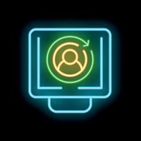 Neon icon of user account showing refreshing profile data vector
