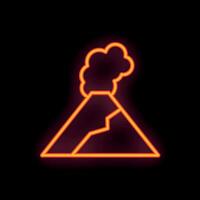 Neon volcano erupting with smoke and lava vector