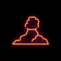 Neon style icon of volcano erupting with lava vector