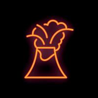 Neon sign of an erupting volcano with flowing lava vector