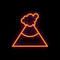 Neon style icon of volcano erupting with smoke vector