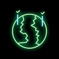 Neon green planet earth globe showing drought and climate change vector