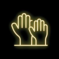 Two hands clapping neon sign on black background vector