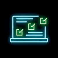 Neon online survey being filled out on a laptop computer vector