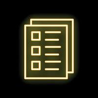 Neon yellow glowing checklist icon graphic on dark background vector