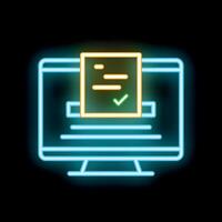 Neon style icon representing online survey completion vector