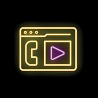 Neon sign of call interface on black background vector