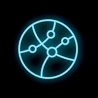 Blue neon global network connecting dots on black background vector