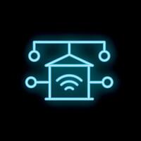 Neon smart home icon representing internet of things technology vector