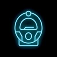 Glowing neon icon of parking meter on black background vector
