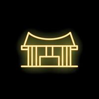 Neon style icon of traditional japanese house is glowing on dark background vector