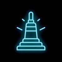 Neon style icon of lighthouse shining on black background vector