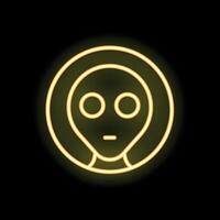 Neon sign alien face glowing on black background vector