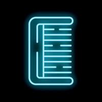 Blue neon comb glowing on black background vector