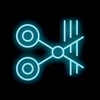 Neon icon of scissors cutting a connection representing breaking up data vector