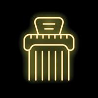 Yellow neon sign of shredder for paper documents on black background vector