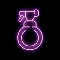 Glowing neon icon of spray bottle for cleaning and disinfecting vector