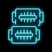 Two ram memory modules glowing with blue neon light vector