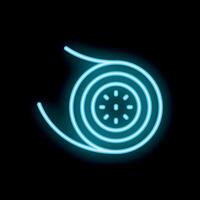 Neon icon of garden hose rolling up on black background vector